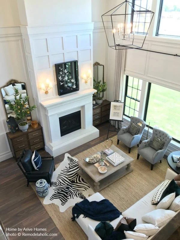 How To Blend Modern And Farmhouse Elements In A Great Room With Fireplace, Arive Homes And Brandalyn Dennis, @Bekob, 2018 Utah Valley Parade Of Homes