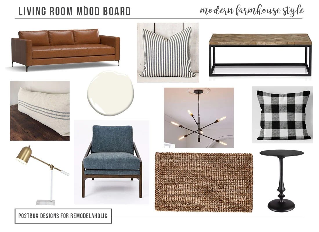 1 Room Styled 3 Ways: Modern Farmhouse Living Room by Postbox Designs Interior E-Design