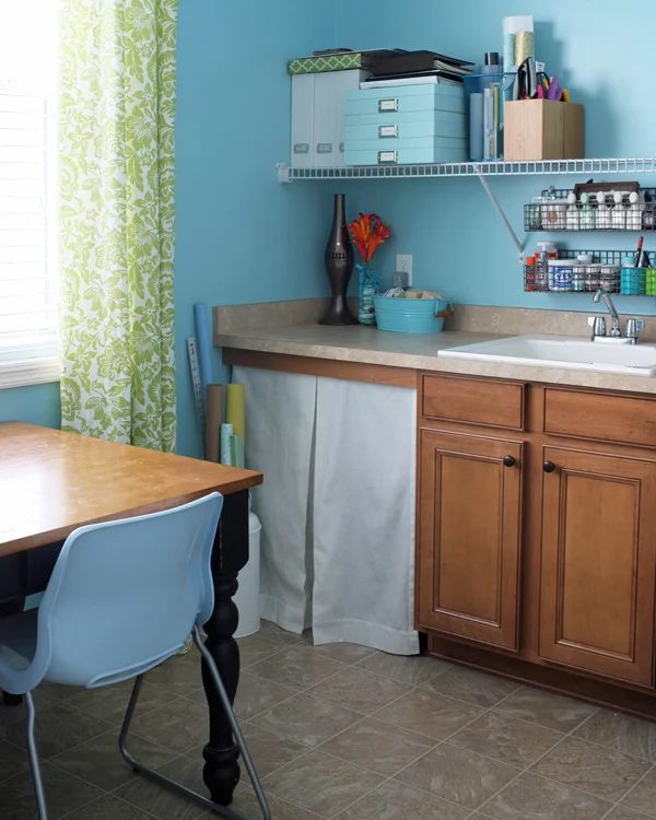 multipurpose room -- home school and homework, laundry, and craft room, Teal and Lime