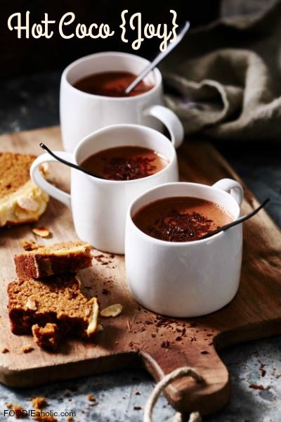 Hot Coco {Joy} | FOODIEaholic.com #recipe #cooking #beverage #drink #holiday #hotcocoa #chocolate #coconut #diet