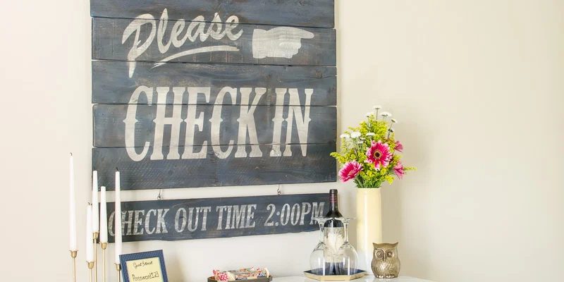 Vintage Hotel Style Aged Wood Sign walkthrough