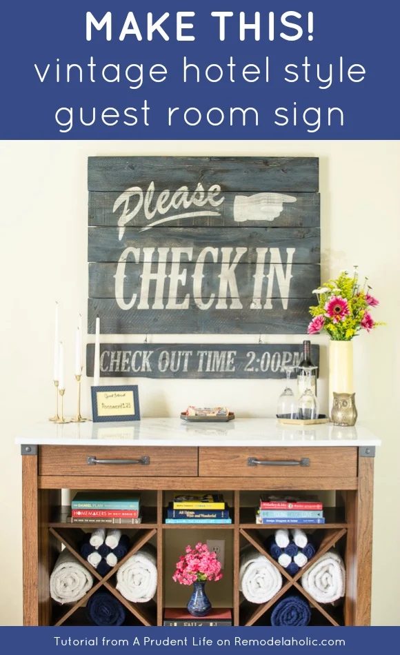 Use a direct layered stain aged wood technique to make this vintage hotel style guest room sign