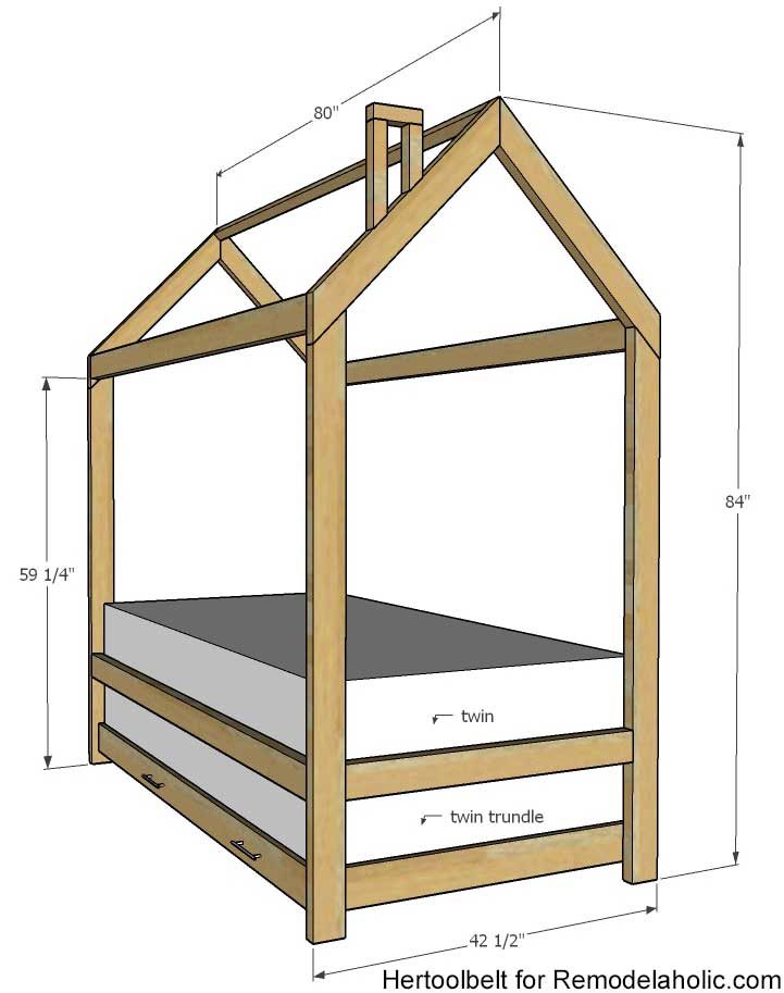 Twin House Bed Frame With Trundle Bed Add On, Bekob
