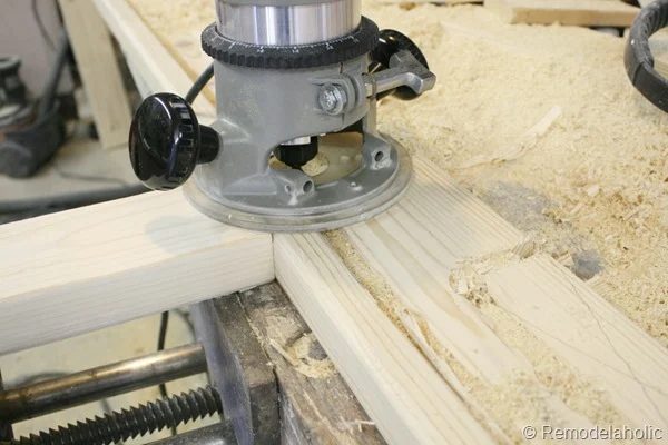 building out stair with wood bullnose and house numbers under barn door (7)
