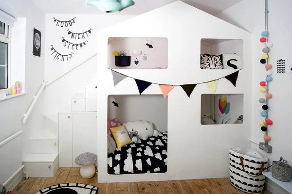 custom built house bunkbed and playhouse This Modern Life