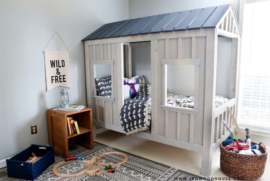 vivid cabin bed with building plans!