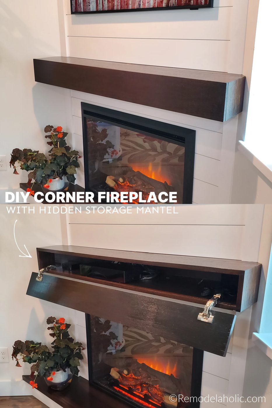 Handmade Corner Fireplace Mantel With Hidden Storage Plans And walkthrough Bekob