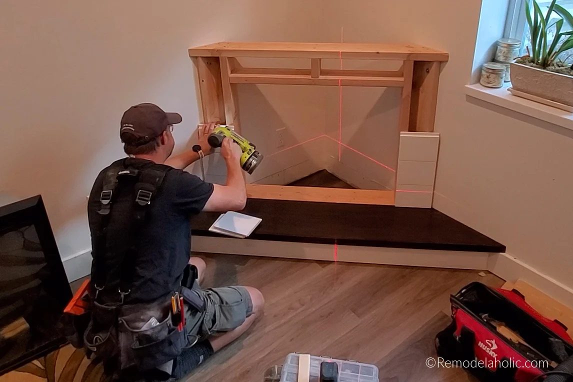 Install Shiplap Fireplace Surround For Handmade Corner Fireplace With Electric Fireplace Insert Bekob