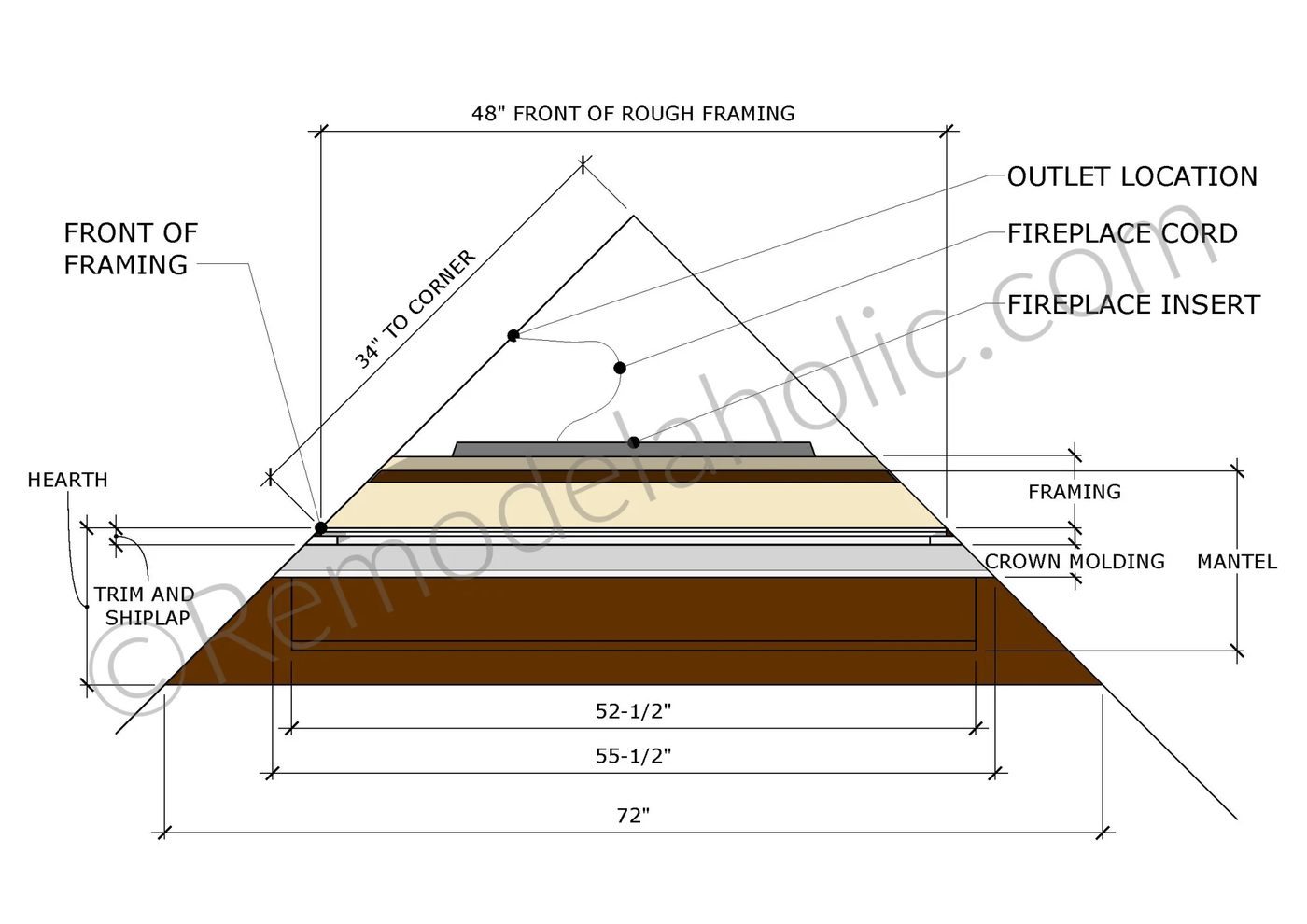 Corner Fireplace Handmade Aerial View With Depths Bekob