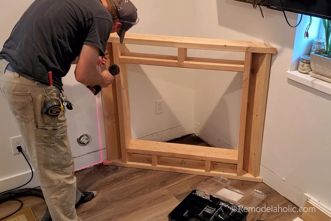 Install Handmade Corner Fireplace Surround Framing For Electric Insert Fireplace Bekob