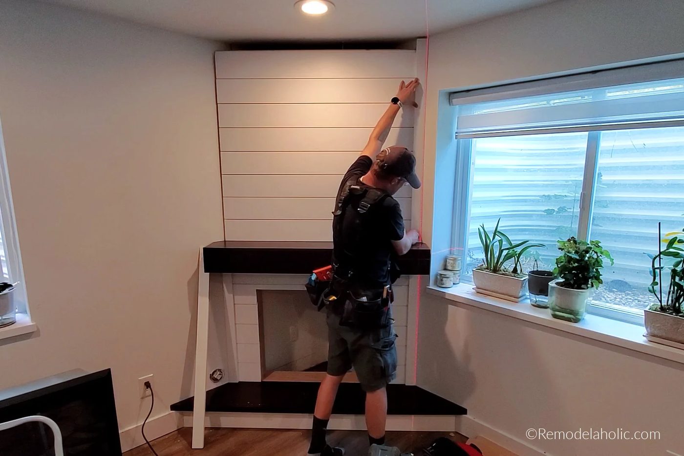 Handmade Corner Fireplace Shiplap Wall Trim Bekob