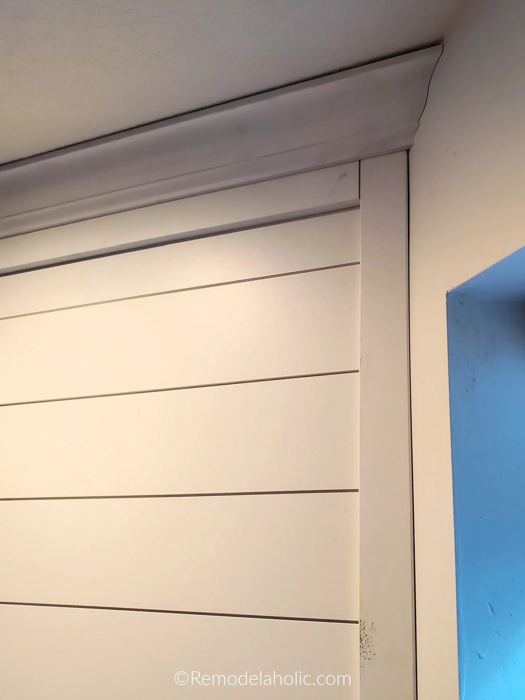 How To Trim A Handmade Shiplap Corner Fireplace, Before Caulk, Bekob