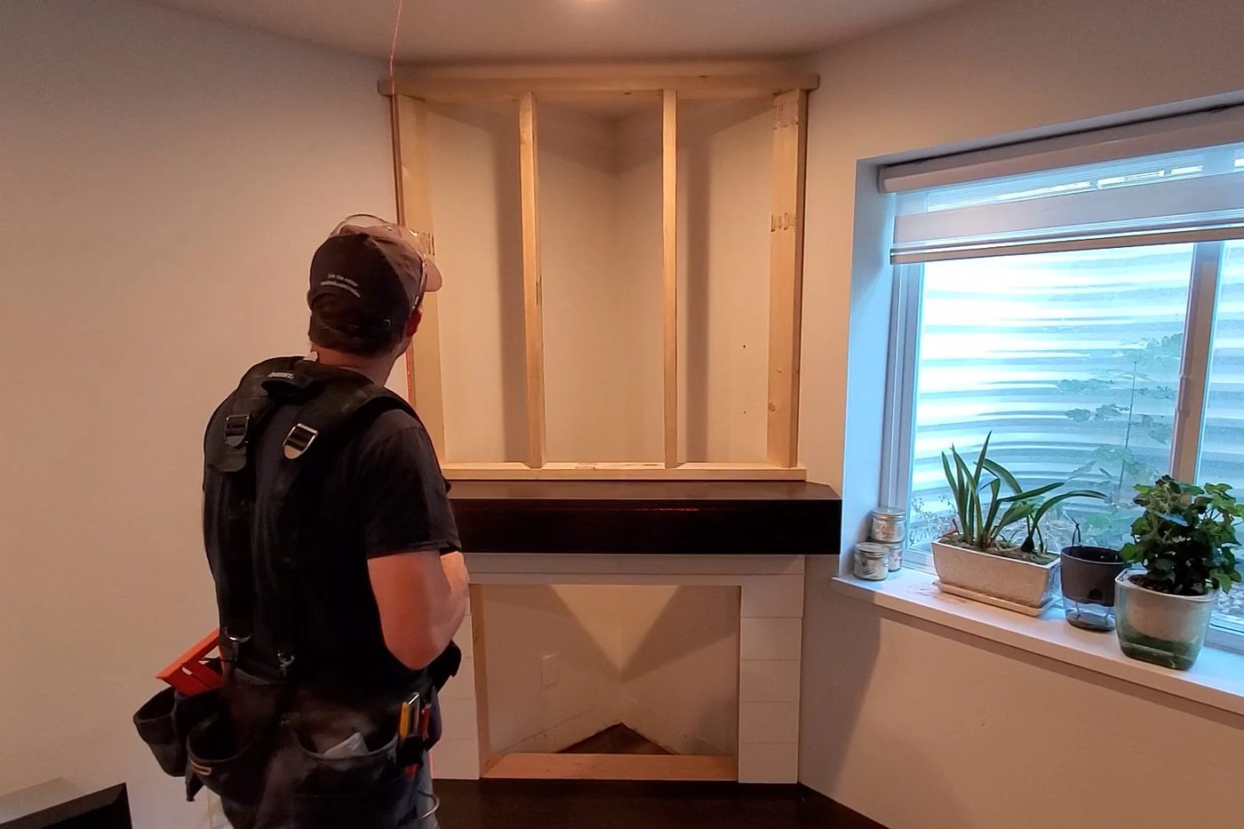 Corner Fireplace Handmade Tv Wall Shiplap With Storage Mantel Bekob