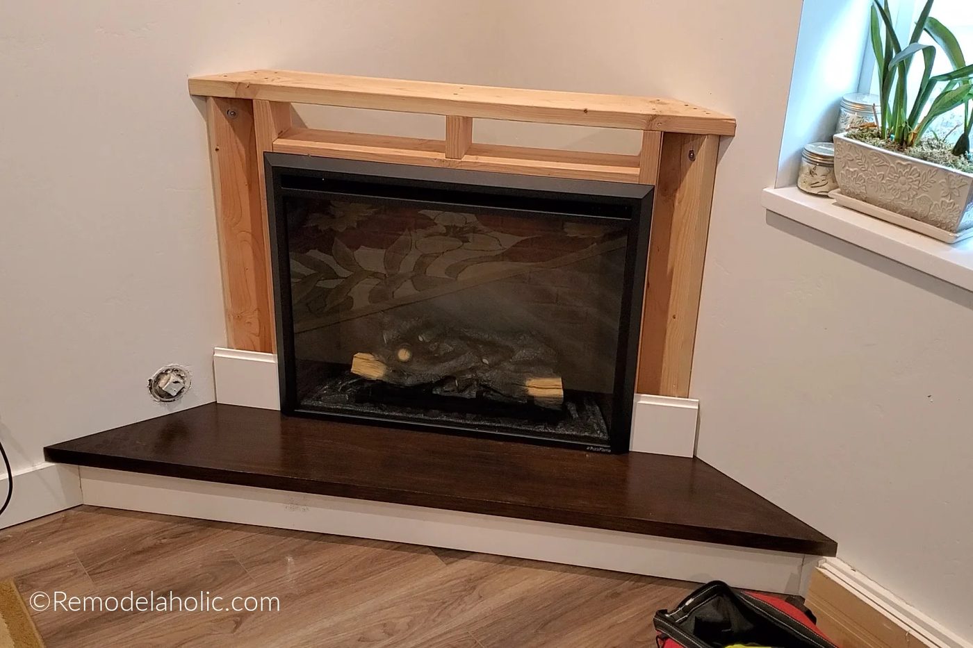 Corner Fireplace Handmade With Shiplap Fireplace Surround For An Electric Fireplace Insert Bekob