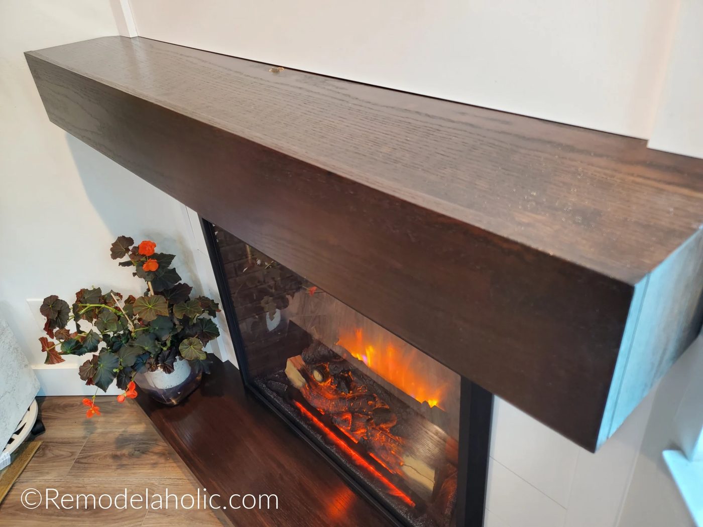 Handmade Corner Fireplace Mantel With Hidden Storage For DVD Player And Cable Box With Matching Wood Hearth, Bekob
