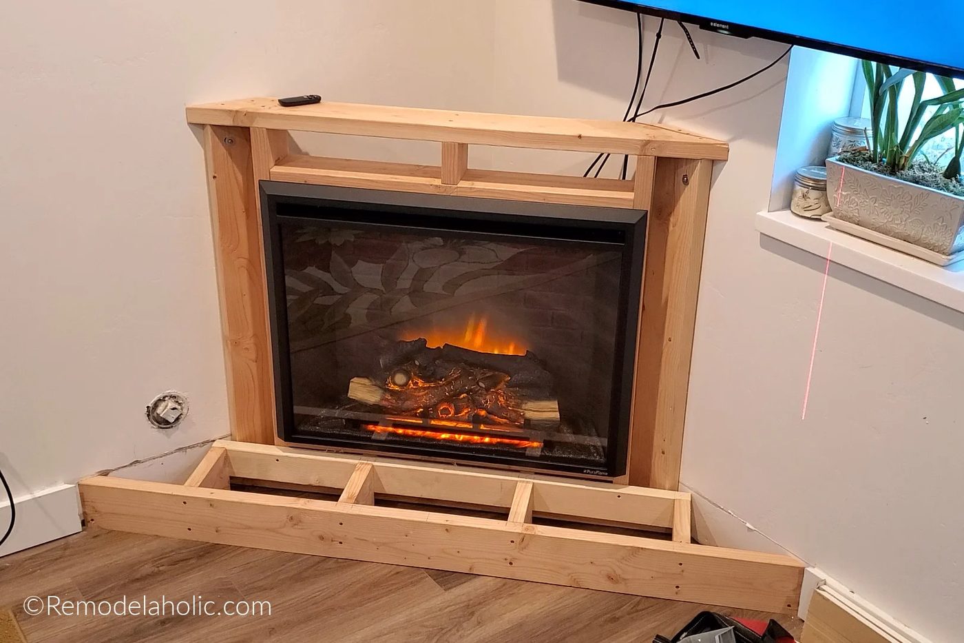 Corner Fireplace Handmade Surround And Hearth Framed With Electric Fireplace Insert Bekob