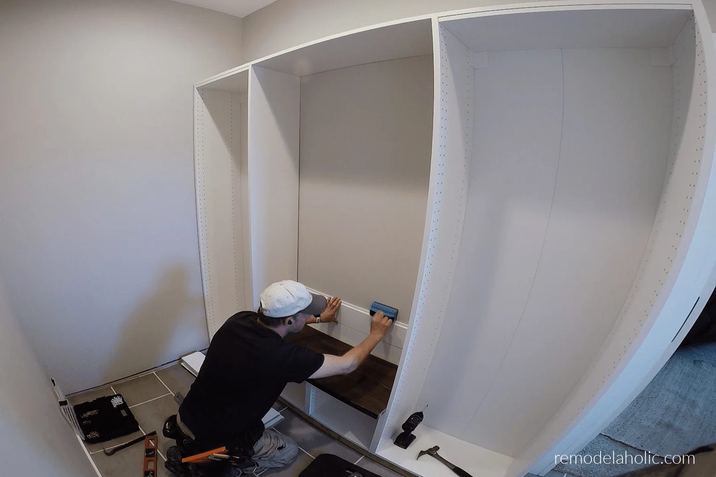 Install Shiplap Behind Ikea Cabinet Mudroom Bench, Bekob