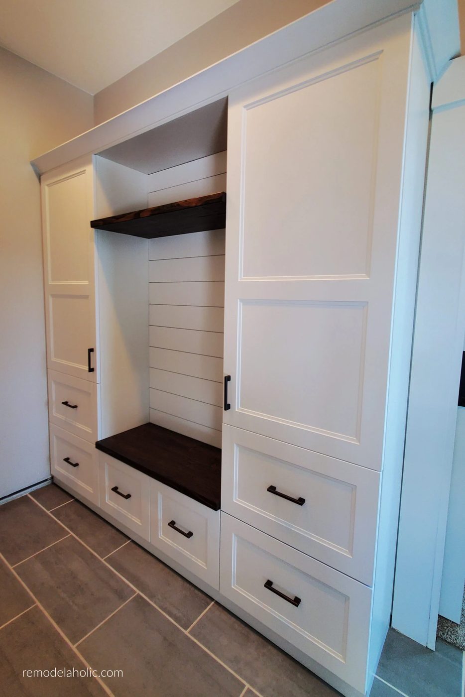 Handmade Ikea method Built In Mudroom Bench Cabinets, Bekob