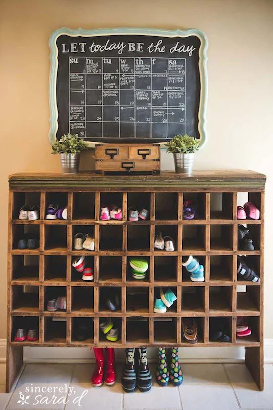 vintage mail sorter turned shoe cubby, Sincerely Sara D on @Bekob
