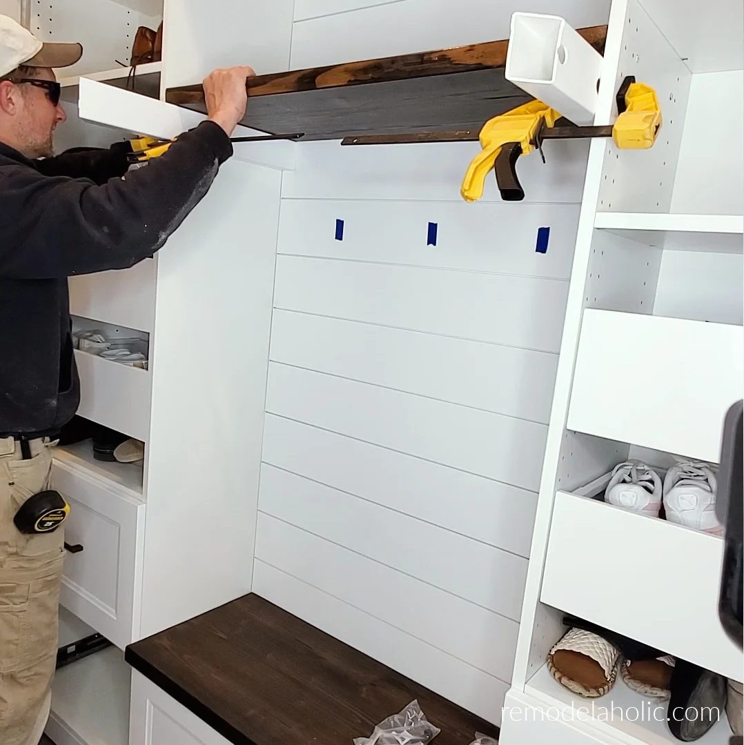 Trim And Install 2x6 Shelf In Ikea Mudroom Bench Cabinet Unit, Bekob