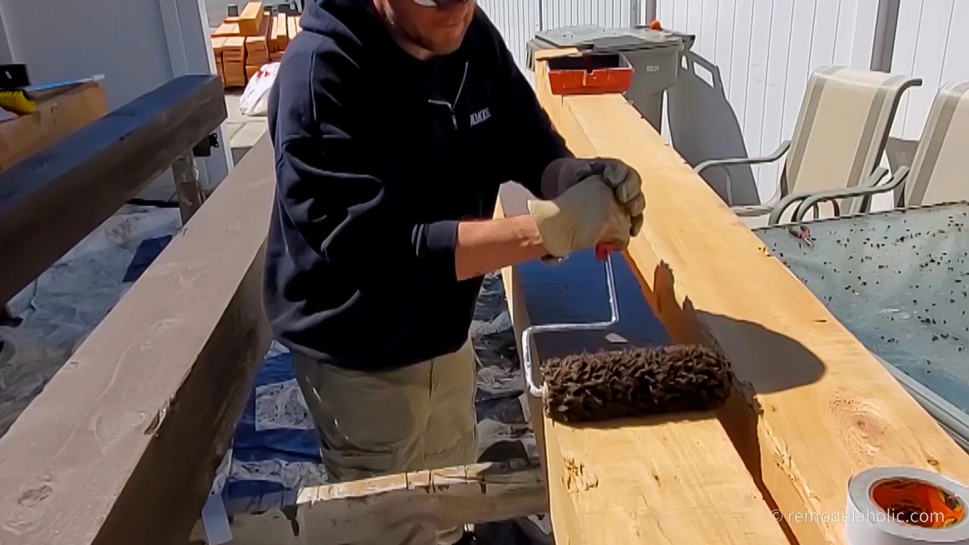 Staining Rough Sawn Lumber for Pergola