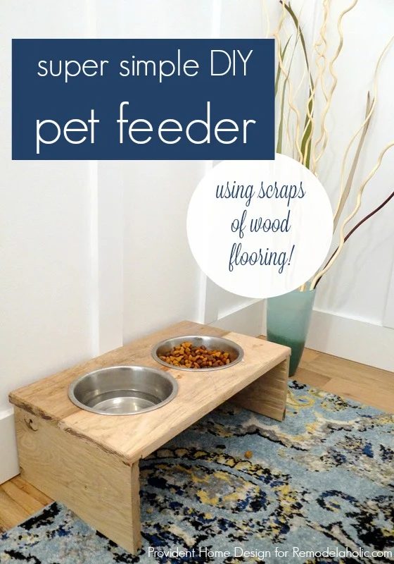 Handmade Rustic Pet Feeder using scraps of wood flooring, great first-time project @Bekob