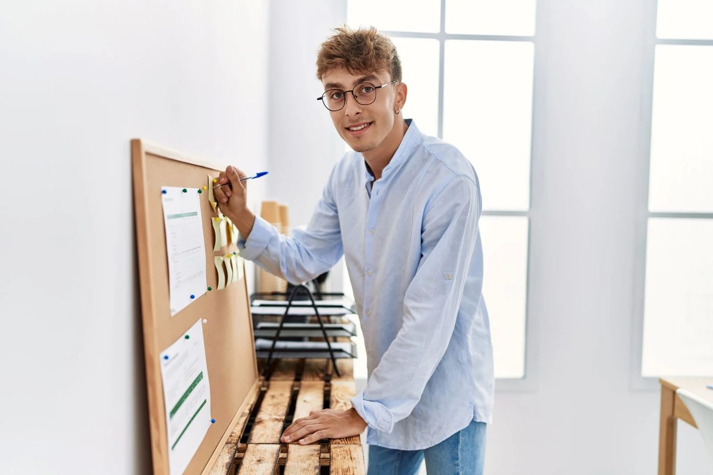 Cork Board Office Man