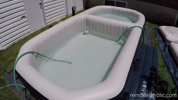 Above Ground Inflatable Pool Setup With Hot Tub #Bekob