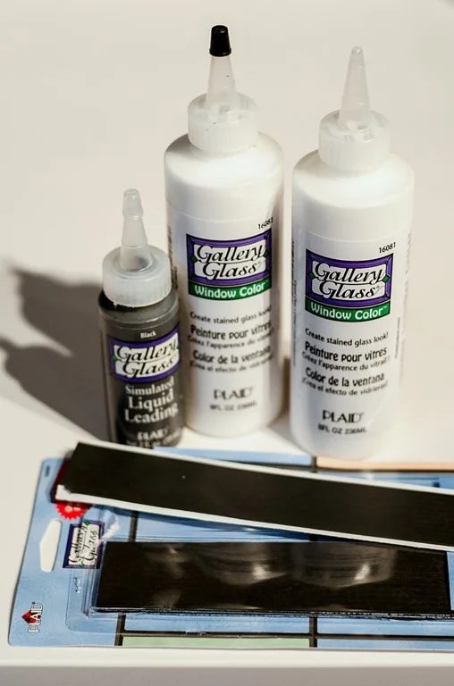 supplies for a faux stained glass window, leading lines and textured glass paint, It All Started With Paint on Bekob