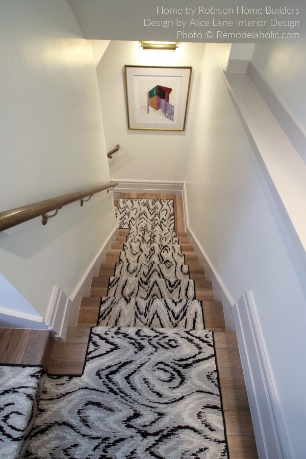 Black And White Patterned Stair Runner Custom Carpet, Bekob UV18 H13