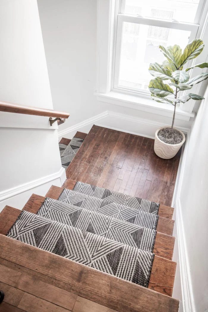 Handmade Stair Runner With Wood Landing, Cherished Bliss