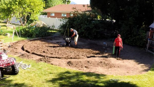 05 Tilling To Level The Pool Base Foundation, Handmade Backyard Pool Installation, Bekob