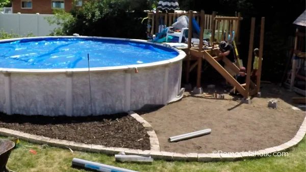26 Building The Handmade Pool Deck Around The Round Above Ground Pool Installation, Bekob
