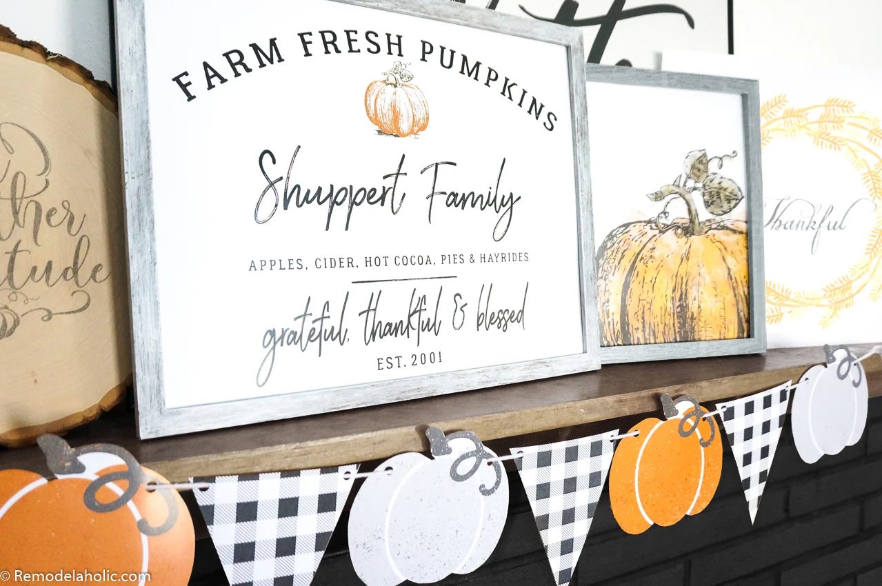 Ready-to-print Handmade Pumpkin Patch Sign with Family Name