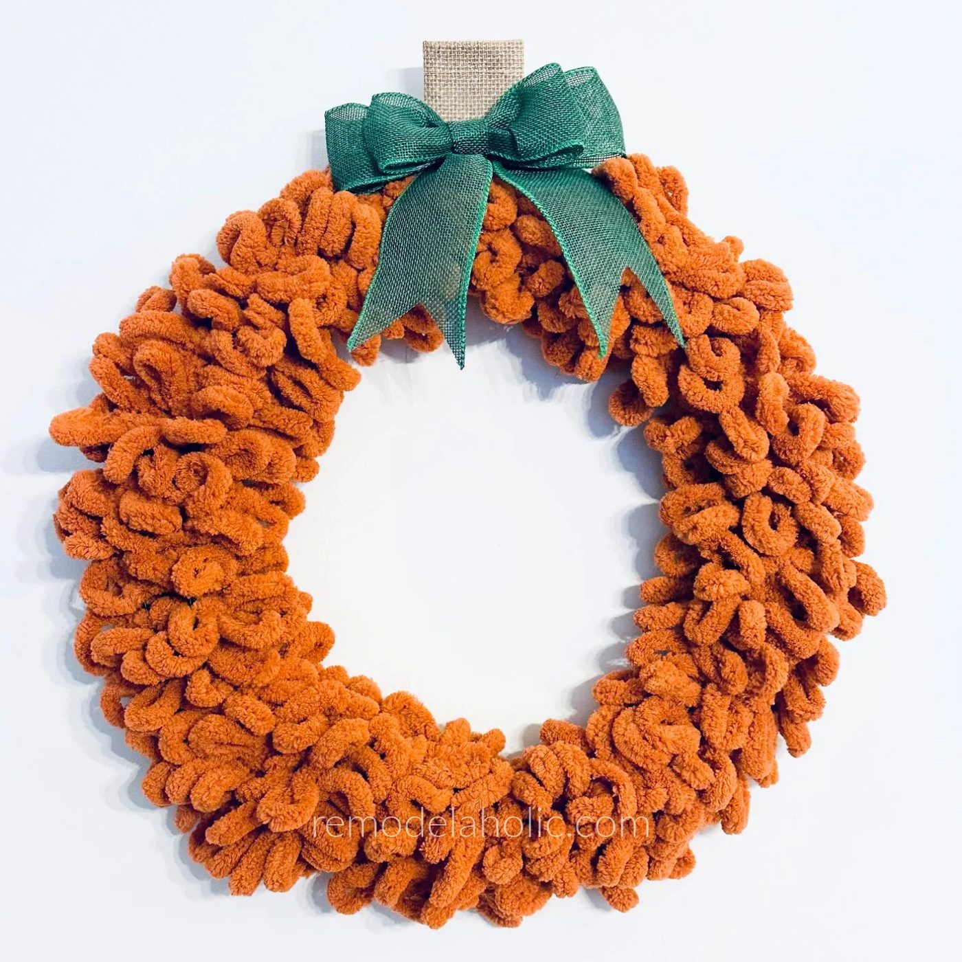 How To Make A Pumpkin Yarn Wreath For Fall With One Skein And A Wreath Form, Bekob