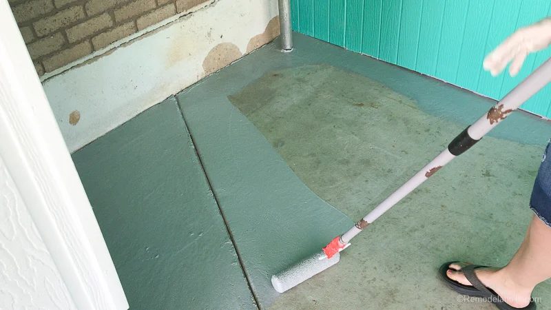 Rolling Paint on A Concrete Patio With UGL Epoxy Floor Paint