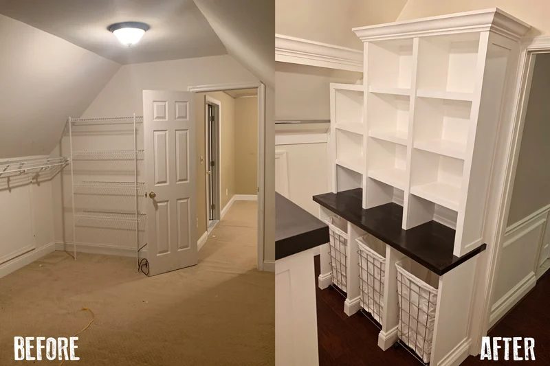 Before And After Built In Laundry Hamper