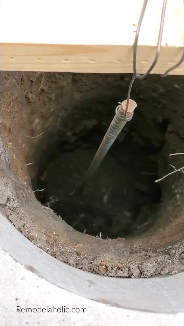 Suspended Rebar For Pergola Poured Concrete Footings In An Existing Patio, Bekob