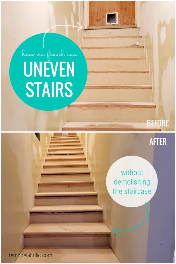 Fix Uneven Stairs Without Demolishing Staircase, Basement Stairway Remodel #Bekob