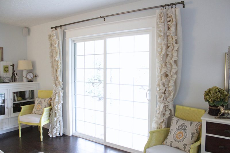 ruffled burlap curtains on a french door, The Caldwell Project on Bekob