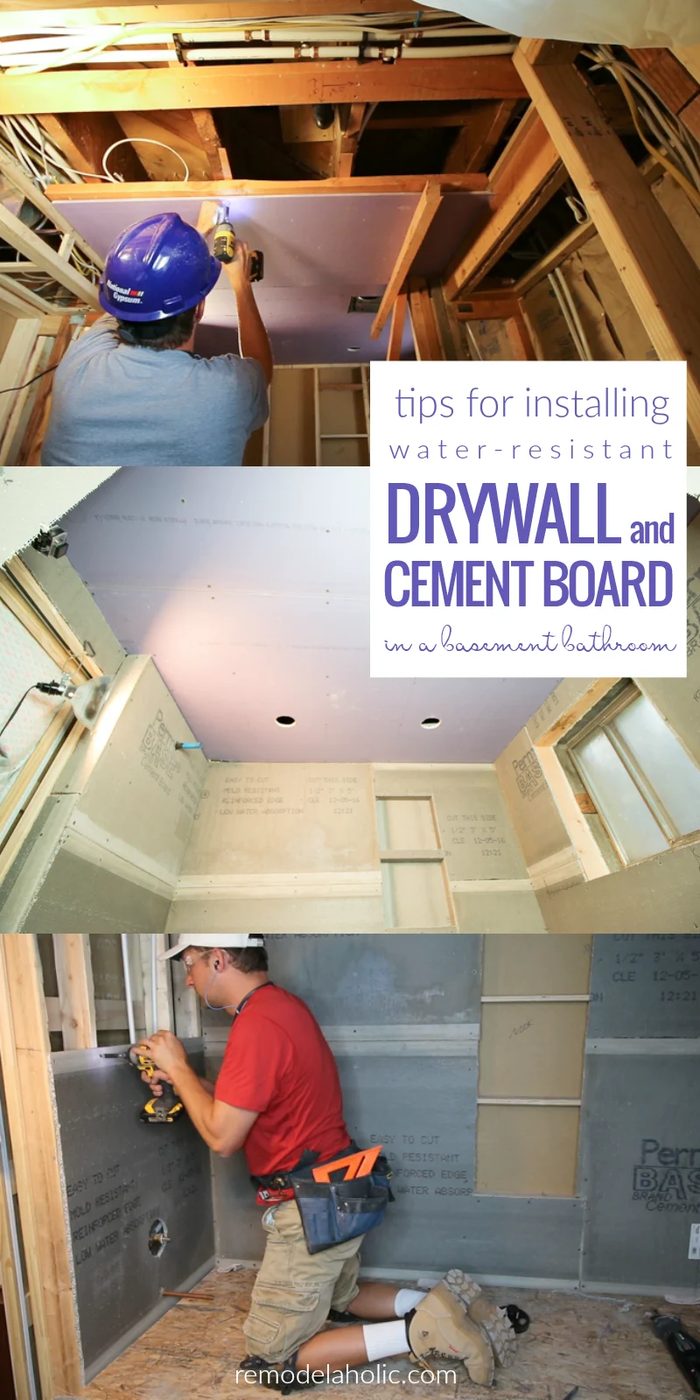 How To Install Mildew And Water Resistant Drywall And Cement Board In A Jack And Jill Basement Bathroom @Bekob