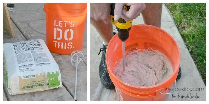 mixing the mortar