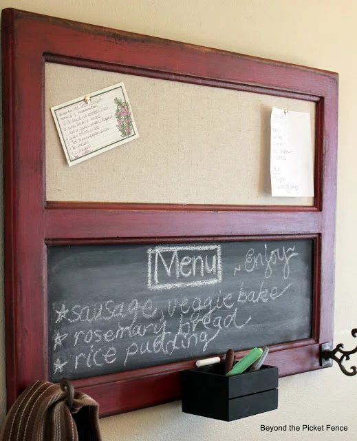 Beyond the Picket Fence - old window into memo board - via Bekob