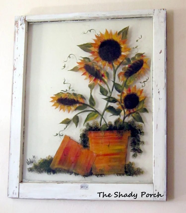 The Shady Porch - paint on an old window like a canvas via Bekob