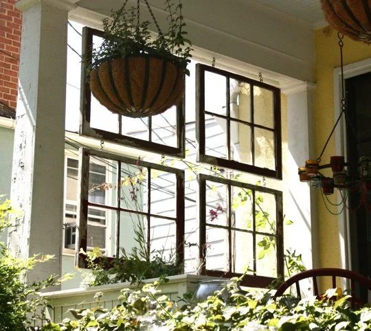 Apartment Therapy - old windows as porch dividers - via Bekob