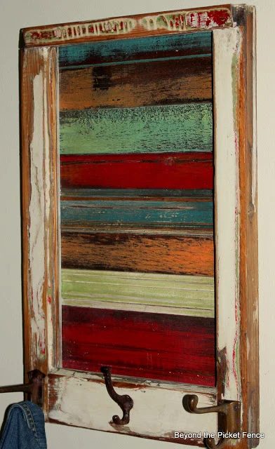 Beyond The Picket Fence - old window into wall art with wood scraps - via Bekob