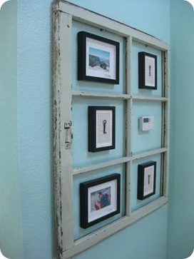 Open Hands Full Heart - use an old window and photo frames to disguise your thermostat via Bekob
