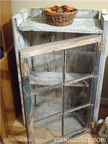 via Robo Margo - barn wood cabinet with old window as door - via Bekob