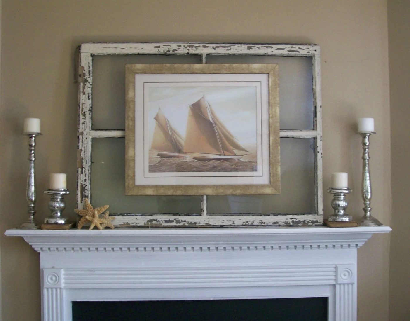 Walnut and Vine - hang a photo or art print on an old mirror - via Bekob