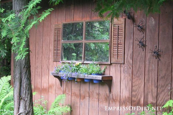 via Empress of Dirt - mirrored window and shutters in garden - via Bekob